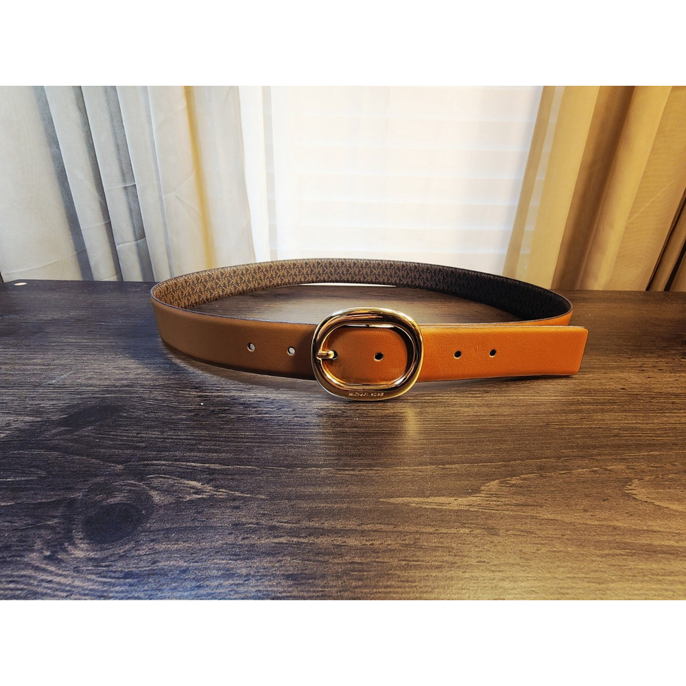 Michael Kors Women's Reversible Leather Logo Belt Sz XL Dark and Cognac Brown - Picture 6 of 16
